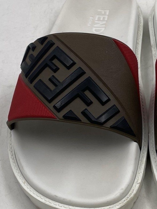 Fendi Authentic Roma Men\'s Red Brown White Slide Sandals Size 7 main image 5